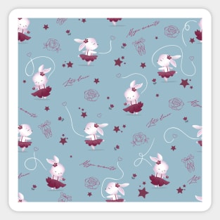 Magic moments with cute bunnies blue Sticker